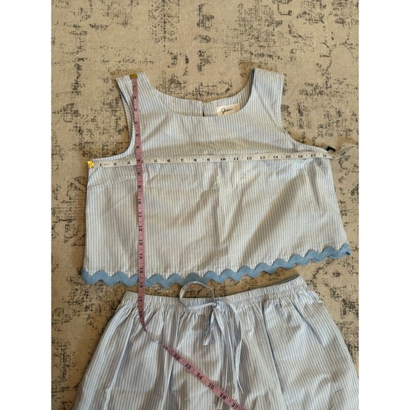 Japna Striped Scallop Hem Short Tank Top Set Size Small NWT Coastal Beach Preppy - Picture 7 of 10